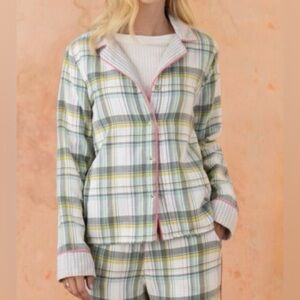 Sundance Reversible Flannel Plaid Pajama Top Button Down, size Small